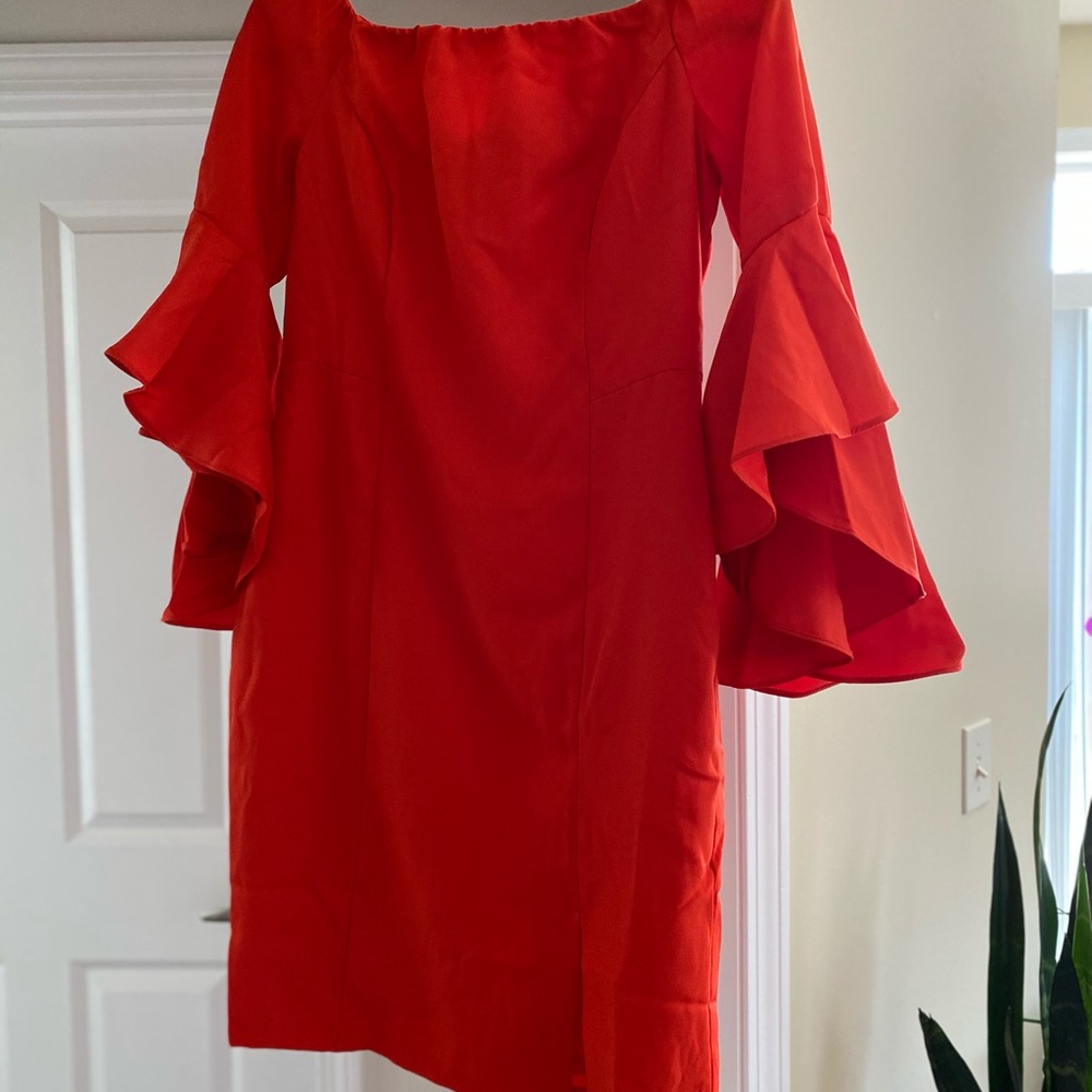 Wedding Guest Dress. Orange/Red Dress by Venus